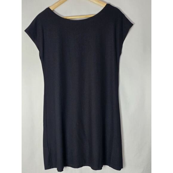 Eileen Fisher Jersey Ballet Neck Dress Black Size Small Rayon Blend A-line - Picture 6 of 6
